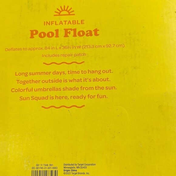 Sun Squad Full Body Inflatable Pool Float Built in Pillow Clear Multicolor Strip - Picture 2 of 2